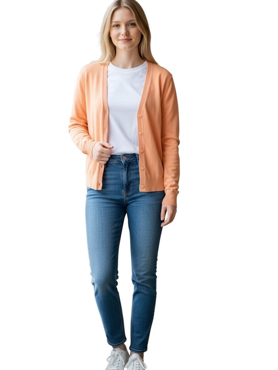 GAP Sweaters - GAP Peach Martini Cotton Crewneck Cardigan Women’s Medium